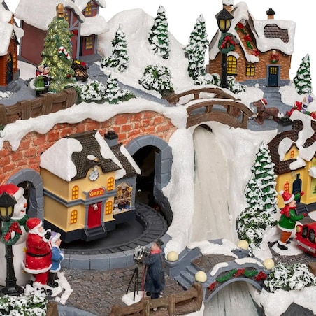 Dekoracja - grająca scenka świąteczna Wioska Mikołaja 48,7x31,8x32,1 cm