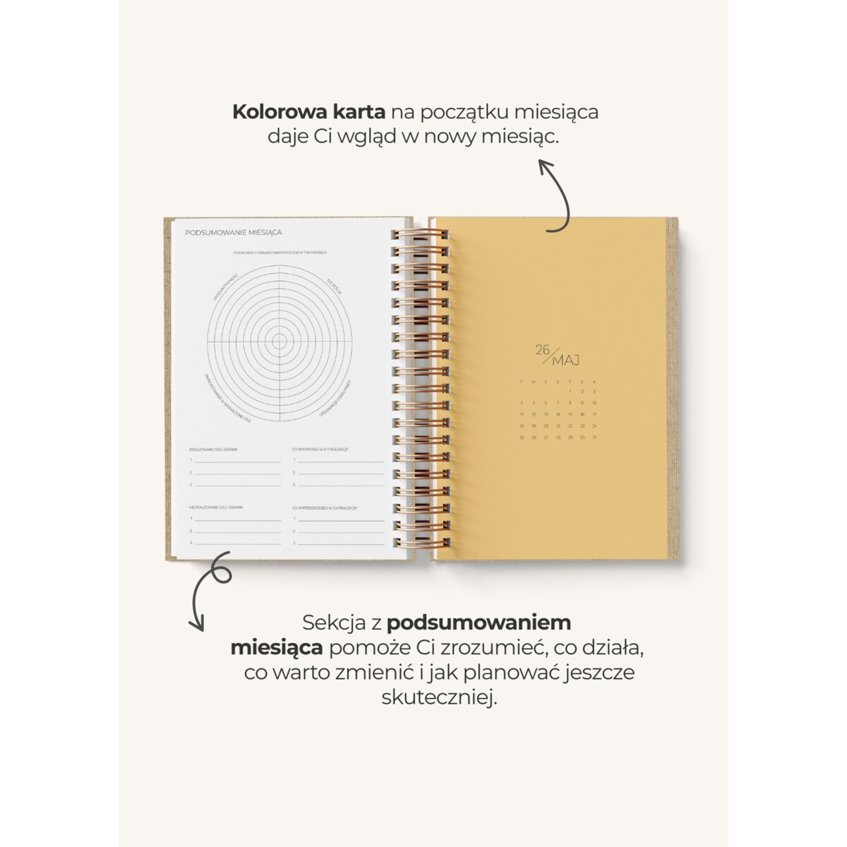 Planner dzienny 2026 na spirali – Magnolia