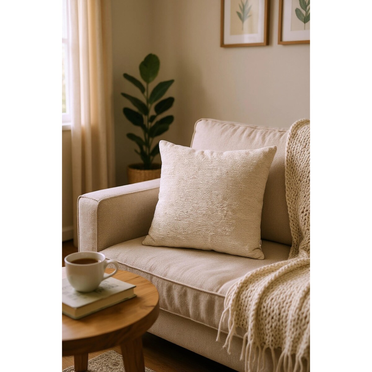 Kremowa Poduszka Dekoracyjna Sigrid 50x50 jasny beż