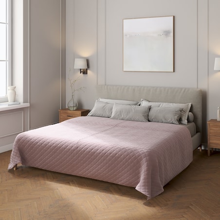 Narzuta pikowana w romby 260x210 zgaszony róż