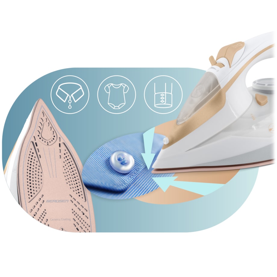 Żelazko parowe 3000W ceramiczna powłoka praca w pionie Berdsen 333000