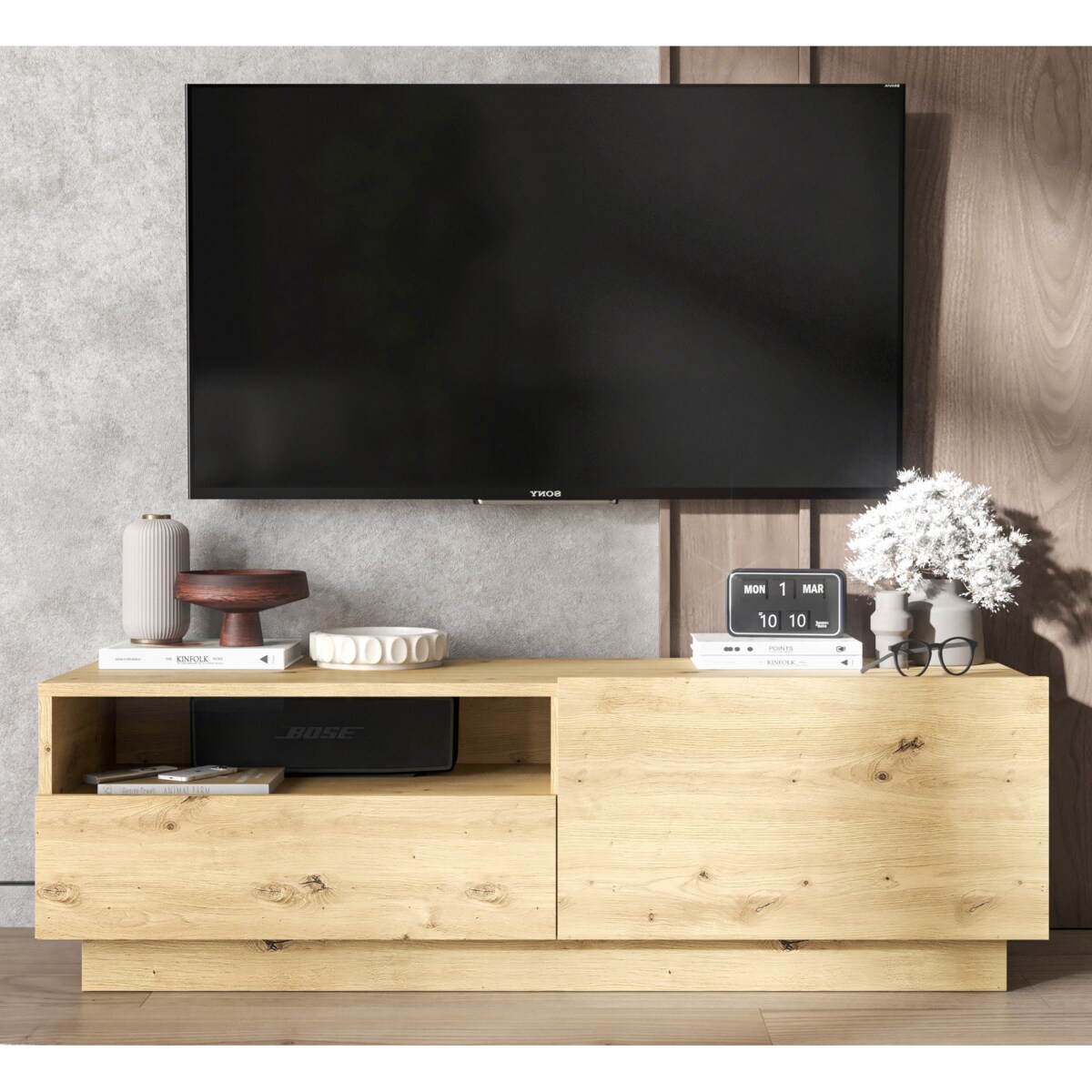 Szafka RTV Komoda Loft Dąb Artisan stojąca / wisząca szuflada 120 cm