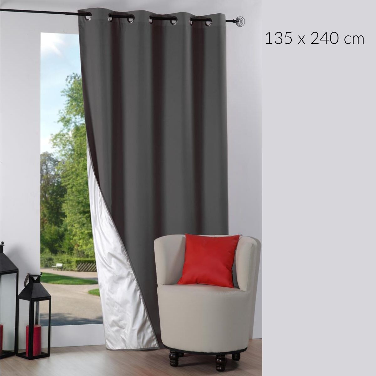 Zasłona termiczna na przelotkach NELSON, 135 x 240 cm