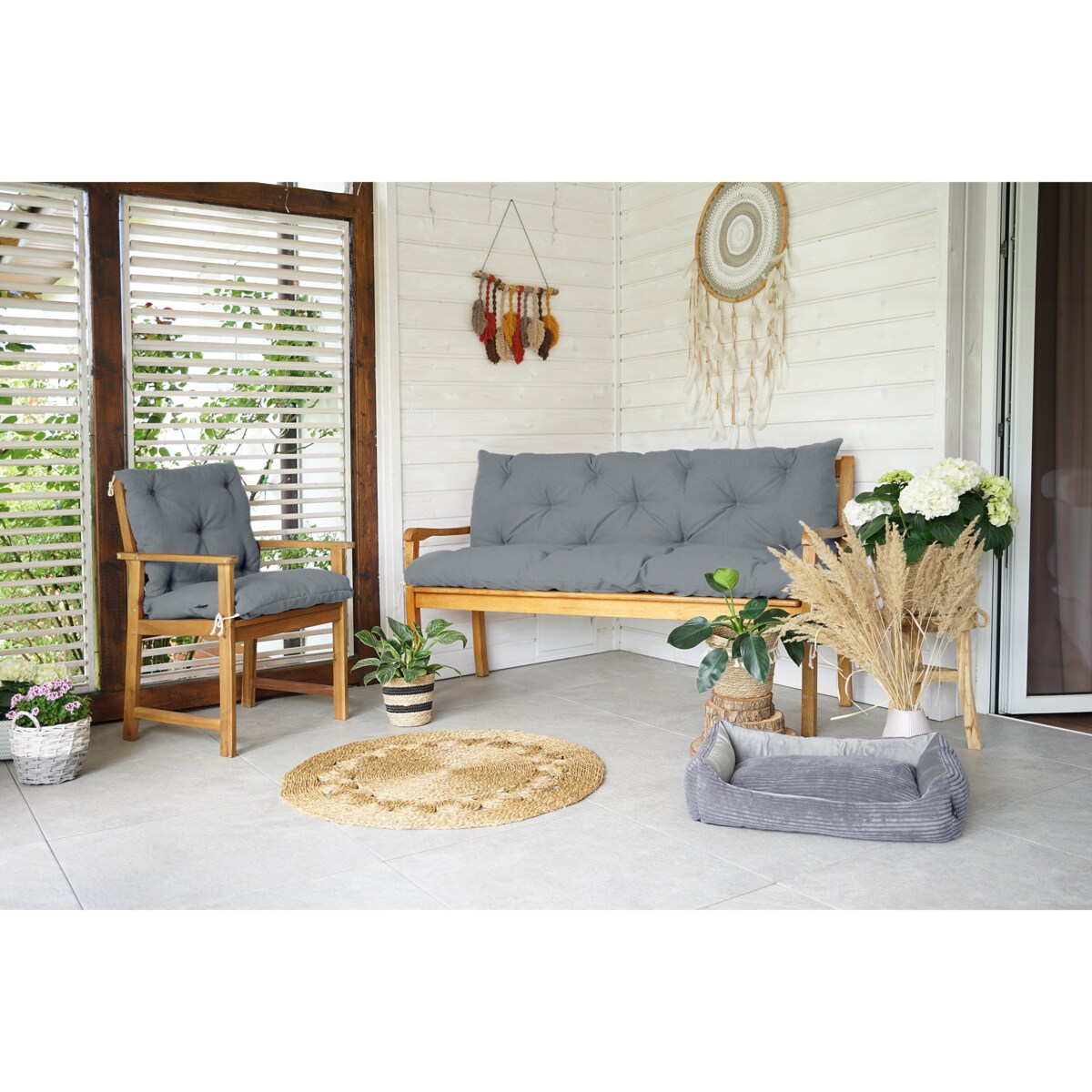 Poduszki na meble ogrodowe UV odporne, 150x50x50 cm, Grafit