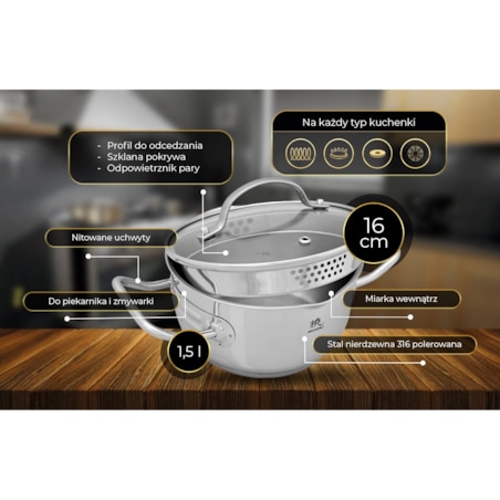 Shiori 撓 Steel Series Pro 316 garnek indukcja 16 cm (1,5 l)