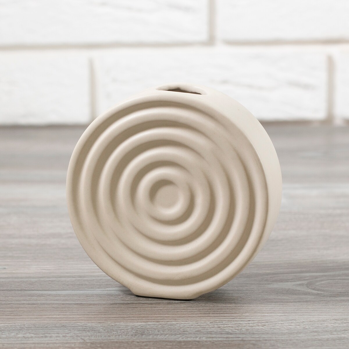 WAZON CIRCLE na różę CERAMICZNY beżowy śr. 12cm
