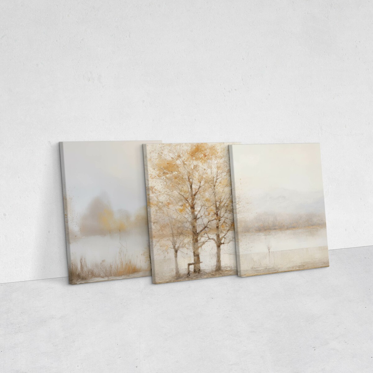 3x Obraz Do Salonu Set Krajobraz We Mgle Drzewa Abstrakcja Vintage 30x40cm