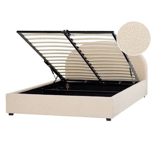 Łóżko z pojemnikiem boucle 140 x 200 cm beżowe VAUCLUSE