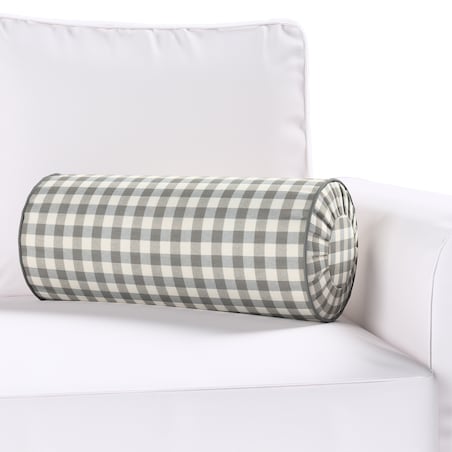 Poduszka wałek z zakładkami, szaro-biała kratka (1,5x1,5cm), Ø20 x 50 cm, Quadro