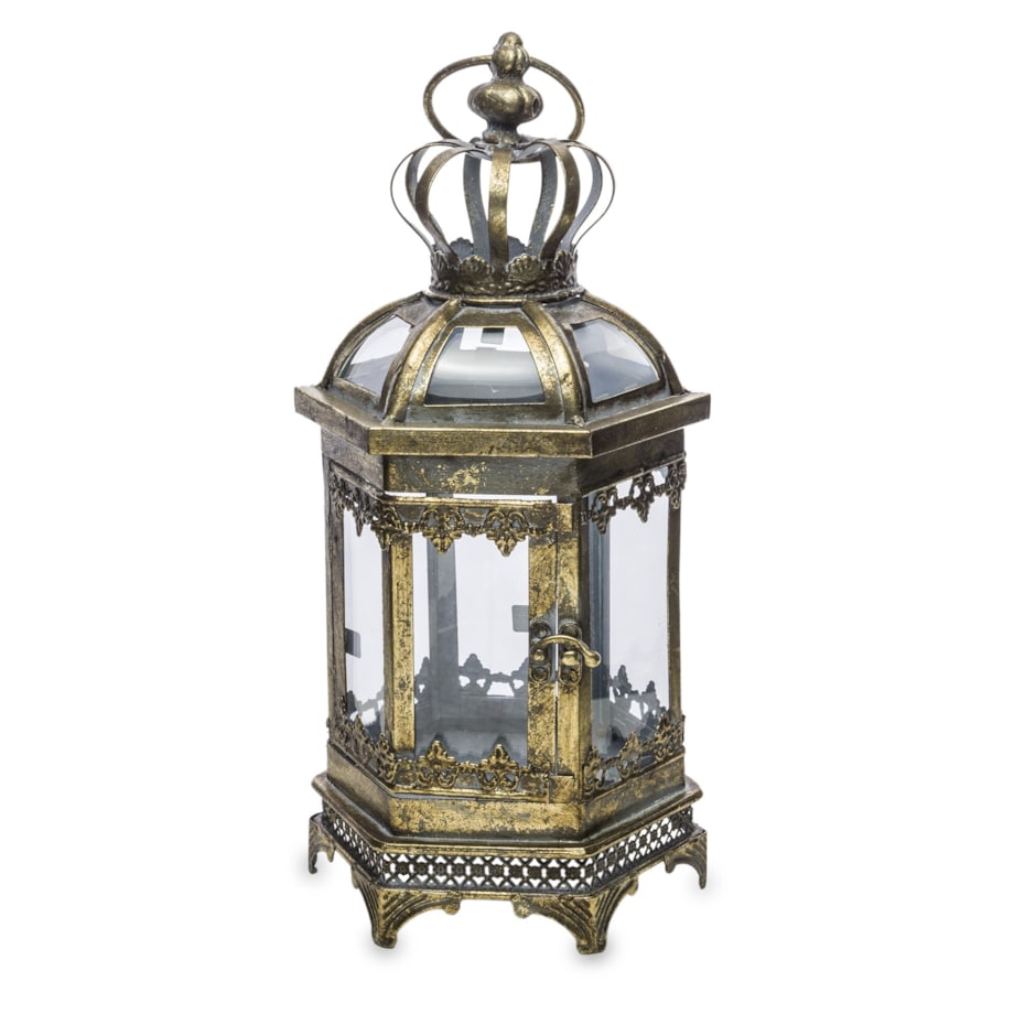 Lampion metalowy złoty 40x16x14 cm COROLLA-2 small