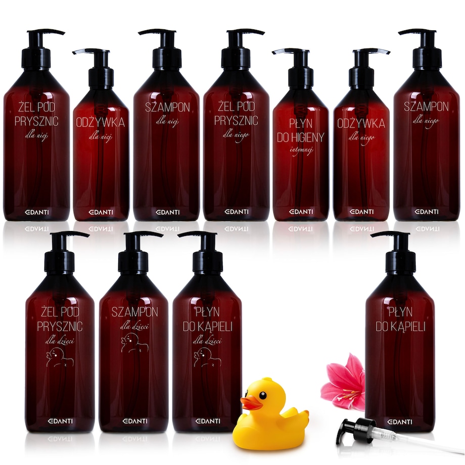 11X Dozownik Z Pompką Butelka Do Szamponu Żelu Pod Prysznic Zestaw Rodzinny 2+1 Do Łazienki