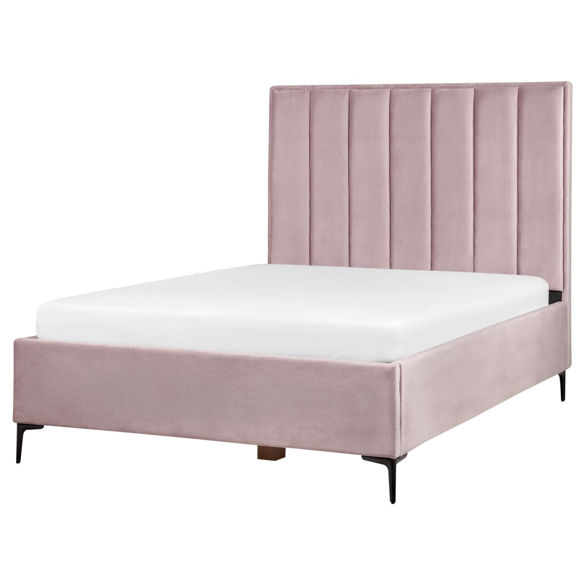 Zestaw mebli do sypialni welurowy 140 x 200 cm różowy SEZANNE