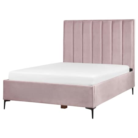 Zestaw mebli do sypialni welurowy 140 x 200 cm różowy SEZANNE