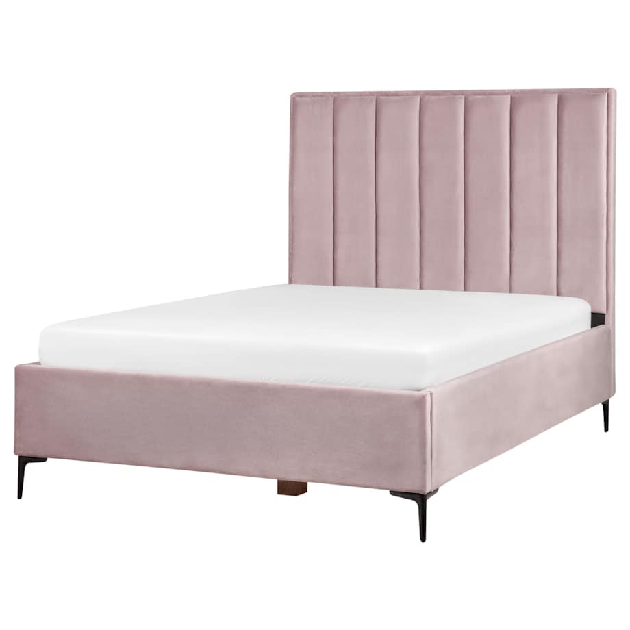 Zestaw mebli do sypialni welurowy 140 x 200 cm różowy SEZANNE