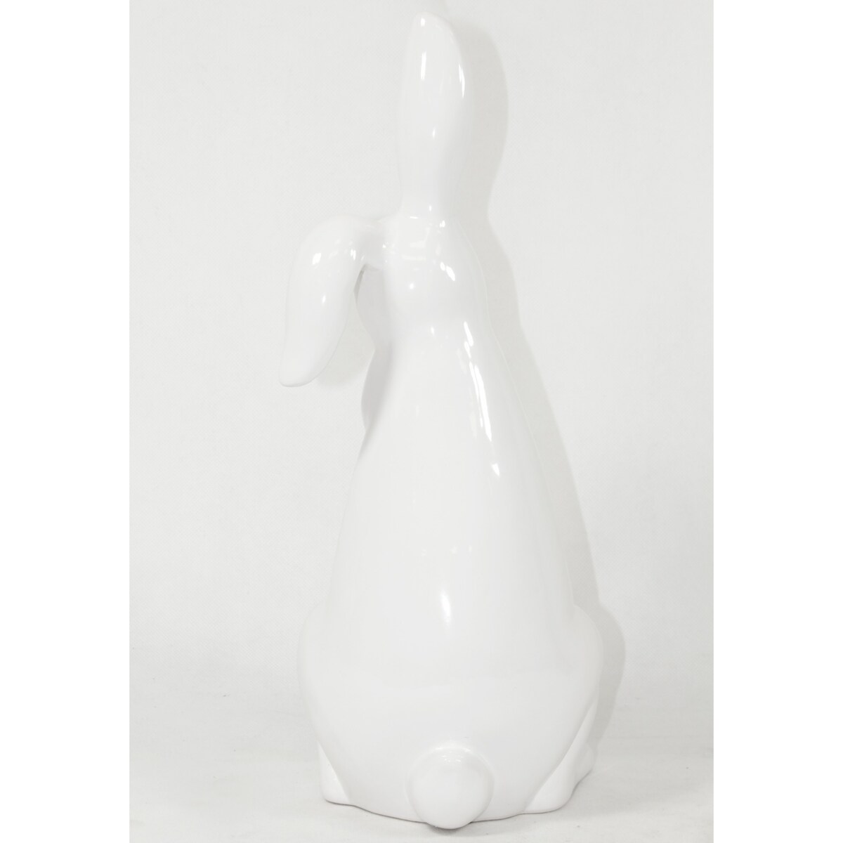 Dekoracja - siedzący biały królik z klapniętym uszkiem 33x12x16 cm