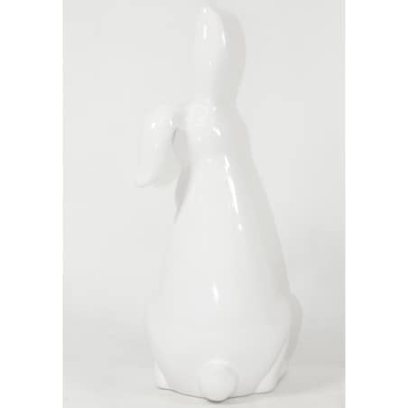 Dekoracja - siedzący biały królik z klapniętym uszkiem 33x12x16 cm
