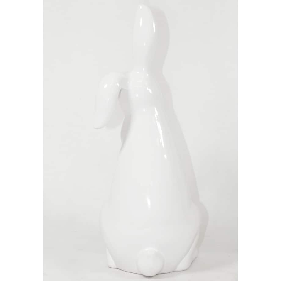 Dekoracja - siedzący biały królik z klapniętym uszkiem 33x12x16 cm