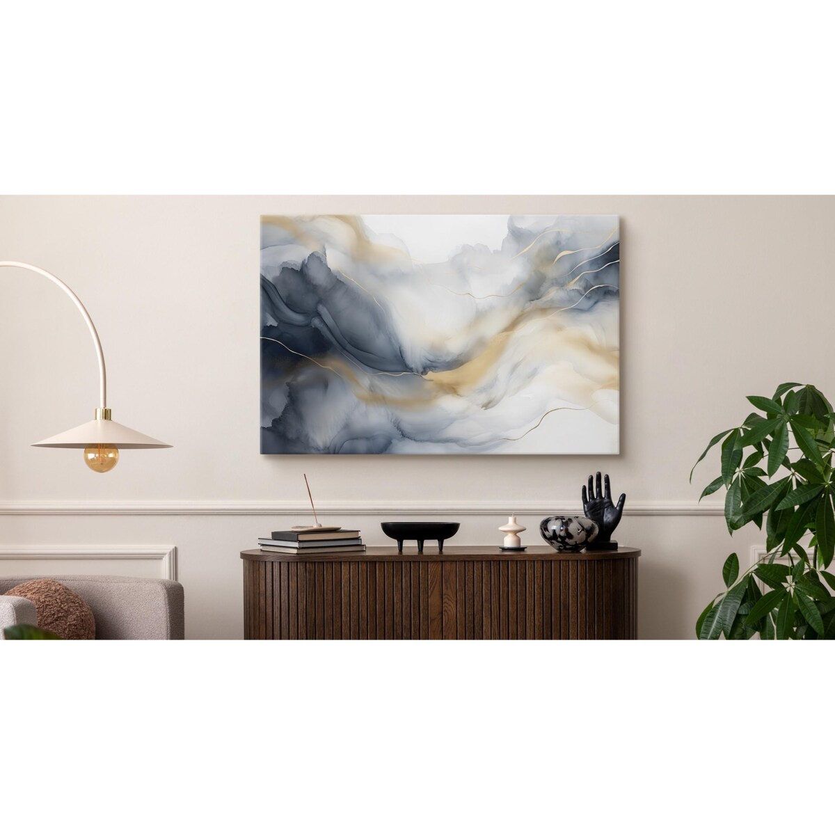 Obraz Do Sypialni MARMUR Z Elementami Złota Akwarela Abstrakcja 70x50cm