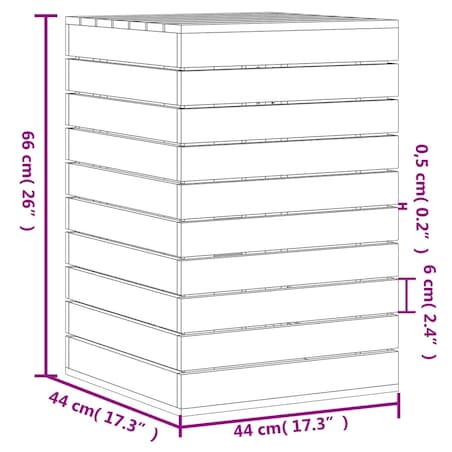 vidaXL Kosz na pranie, biały, 44x44x66 cm, lite drewno sosnowe