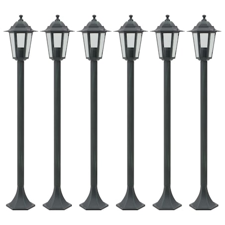 vidaXL Lampy ogrodowe, 110 cm, E27, aluminium, ciemnozielone, 6 szt.