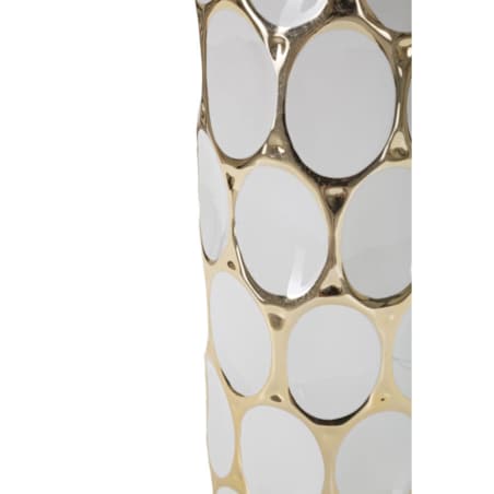 Lampa stołowa Glam Carv, kolor biały i złoty, ceramika i żelazo, 34,5 x 34,5 x 56 cm, 1 x E27, max. 40 W, do salonu i sypialni, Mauro Ferretti