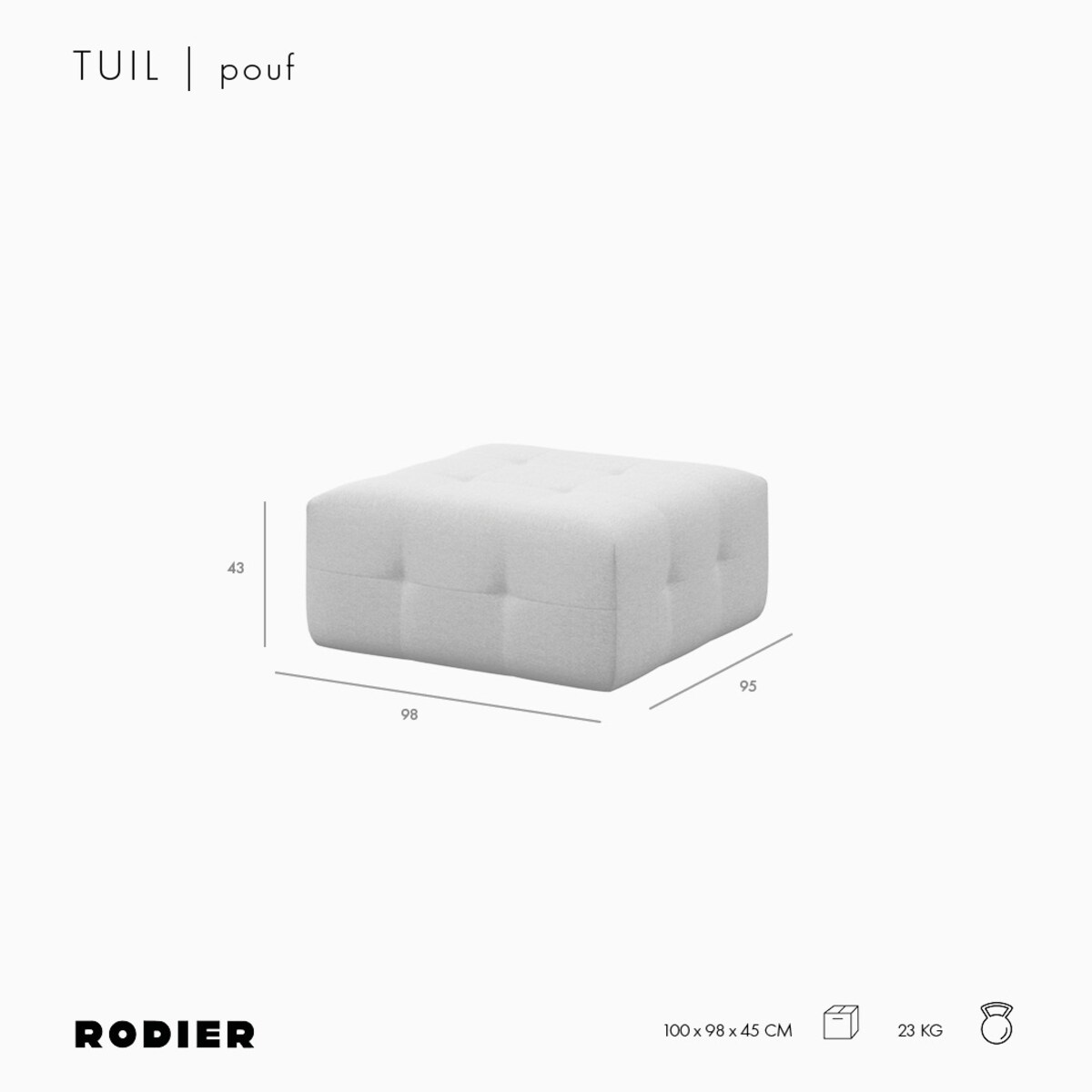 Puf Tuil srebrnoszary