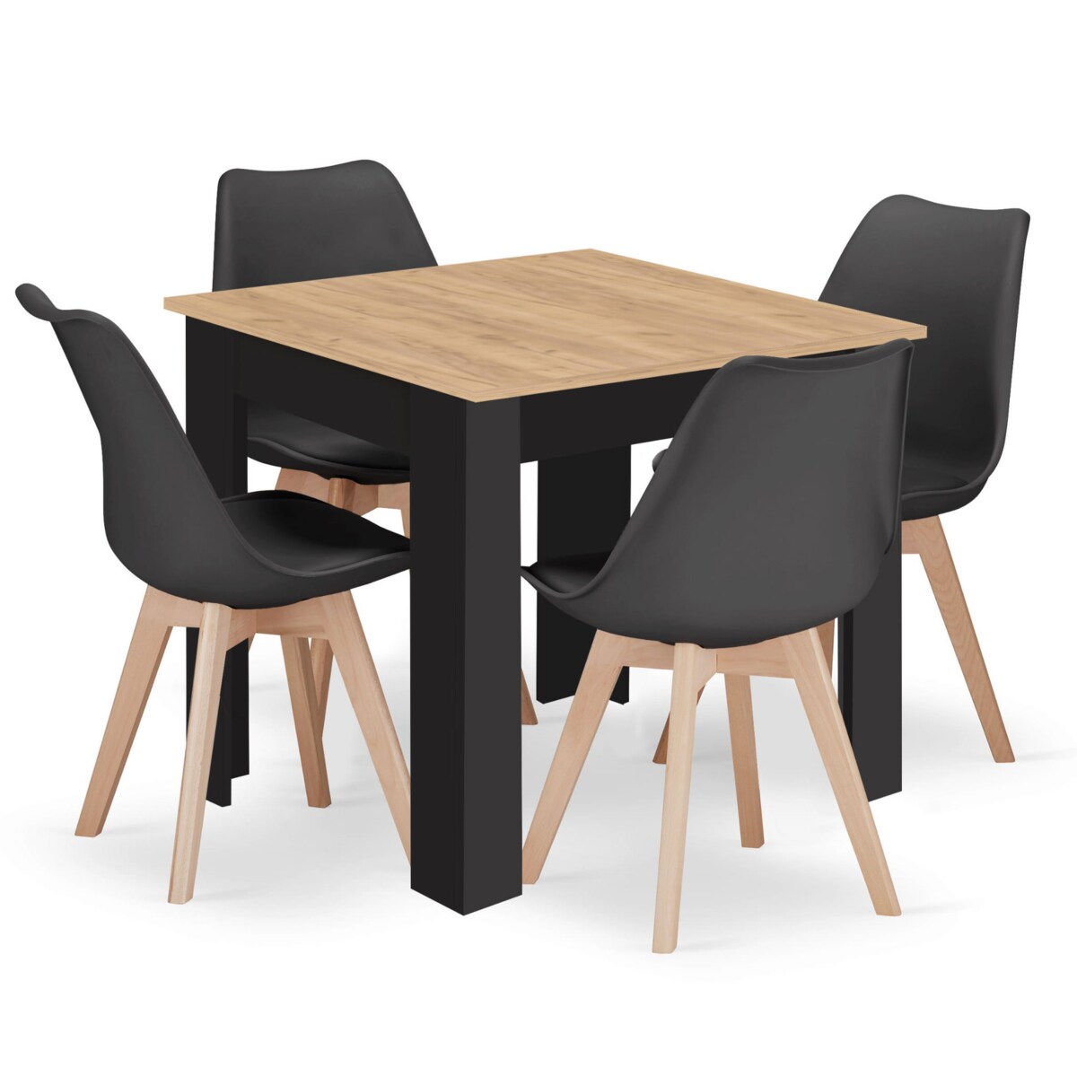 Stół Do Jadalni Kuchni Salonu Biura 80X80 Artisan + 4 Krzesła Mark Czarne