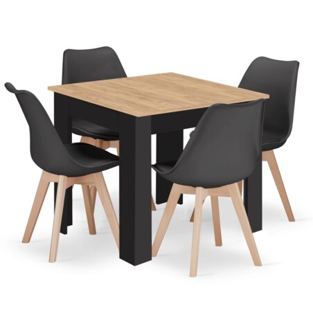 Stół Do Jadalni Kuchni Salonu Biura 80X80 Artisan + 4 Krzesła Mark Czarne