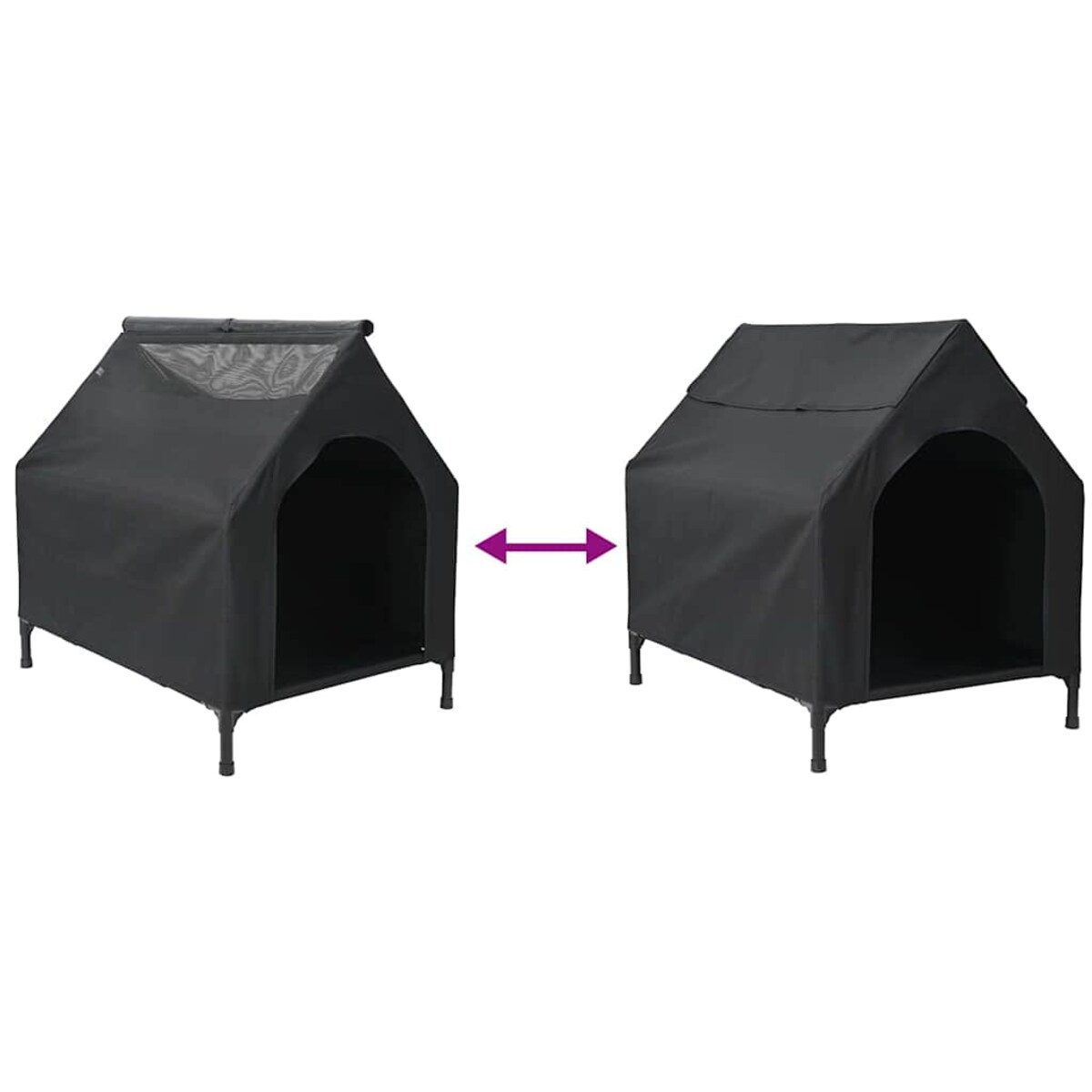 vidaXL Domek dla Psów Czarny 90 x 65 x 85 cm Tkanina Oxford i Stal