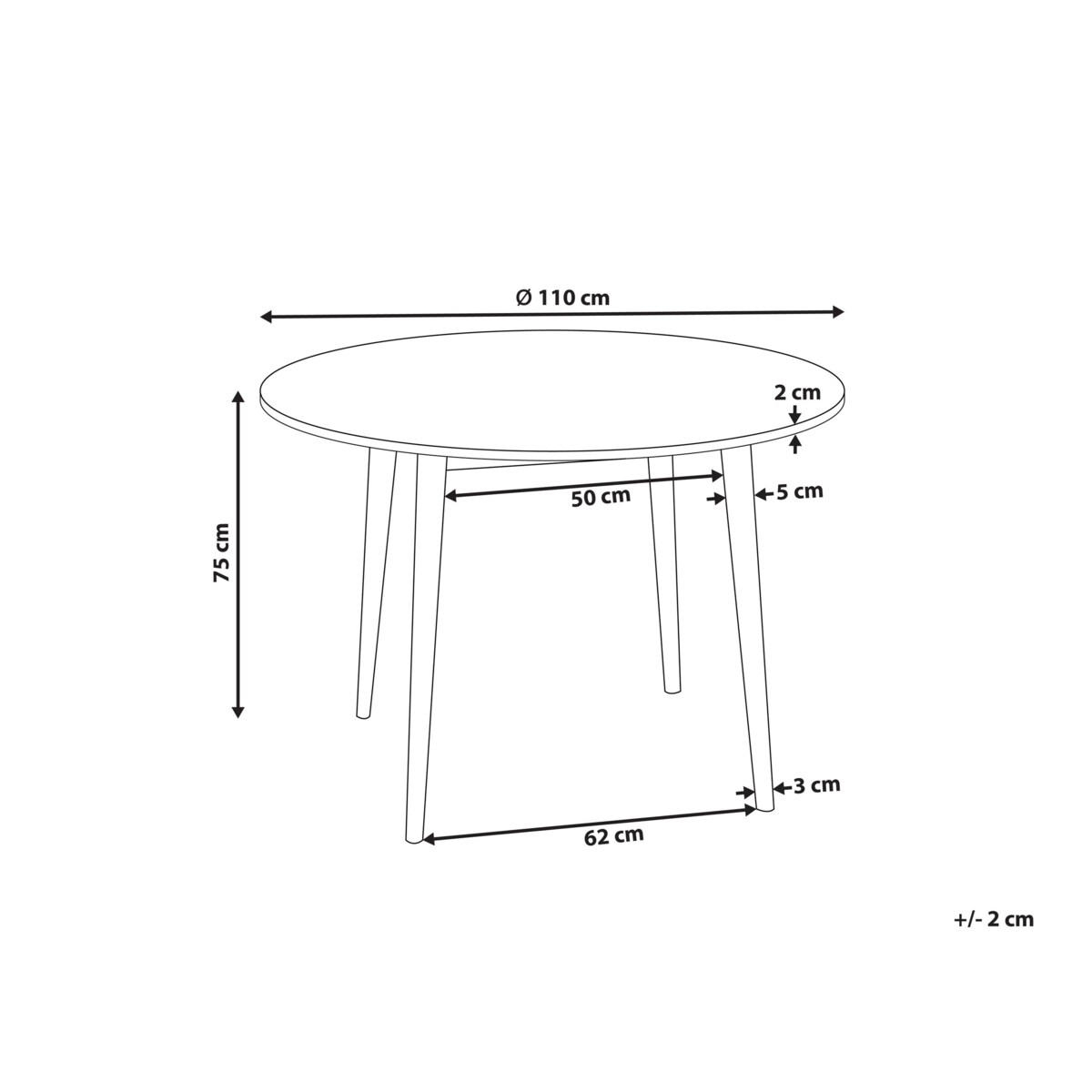 Stół do jadalni RADAN Jasnobrązowy 110 cm