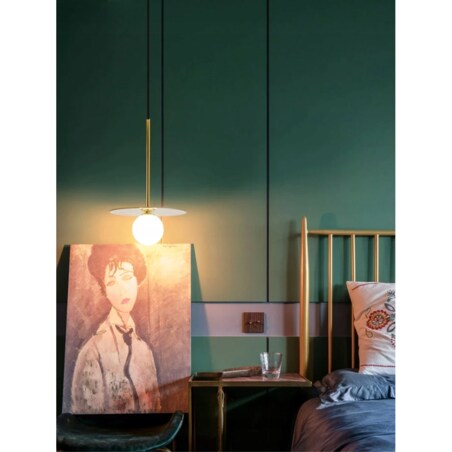 Lampa Wisząca Nowoczesna Złota Biały Szklany Klosz