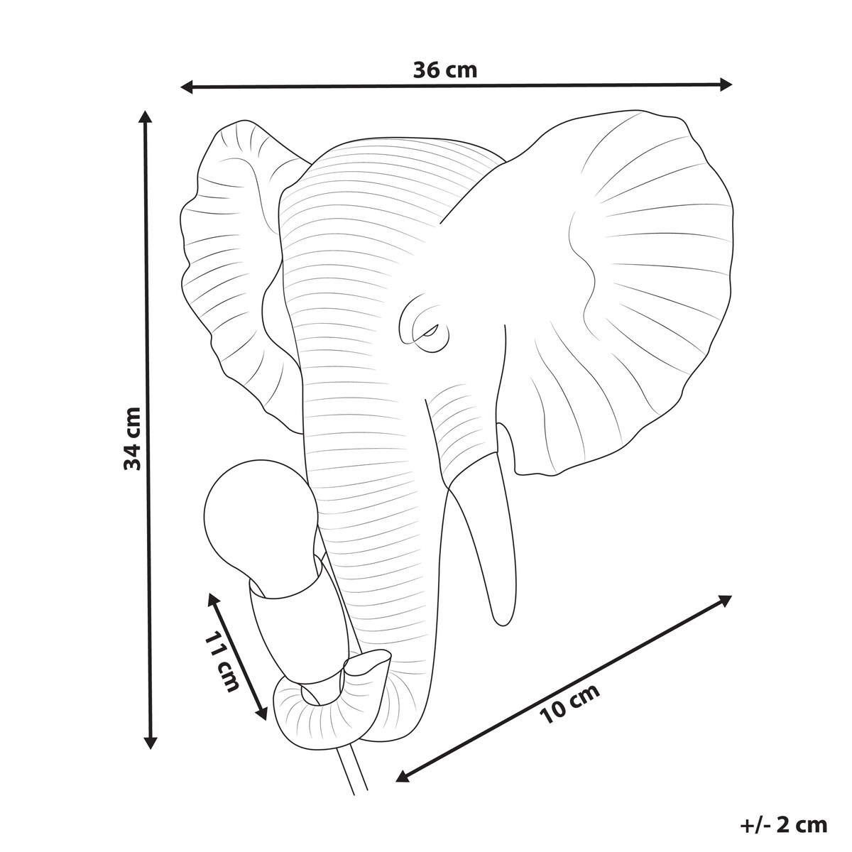 Słoń Lampa ścienna ELEPHANTI Złoty