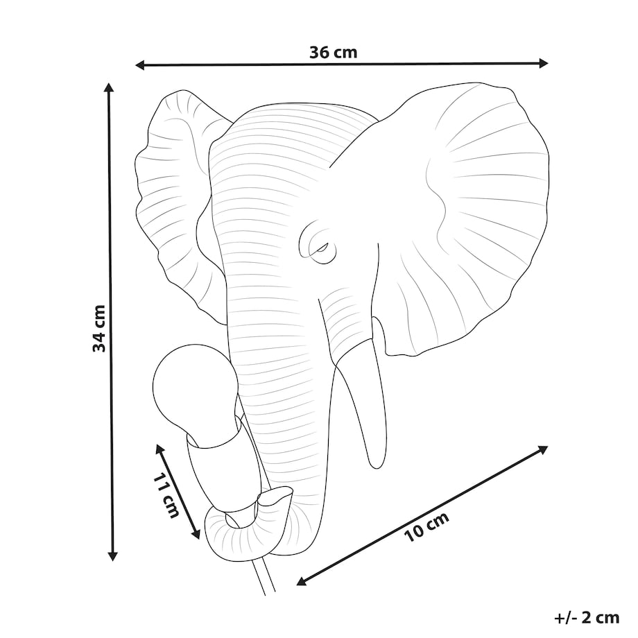 Słoń Lampa ścienna ELEPHANTI Złoty