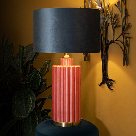 Lampa stołowa Helene Tower, kolor czerwony i niebieski, szkło, żelazo i tkanina, 40 x 40 x 70 cm, 1 x E27, do salonu i sypialni, Mauro Ferretti