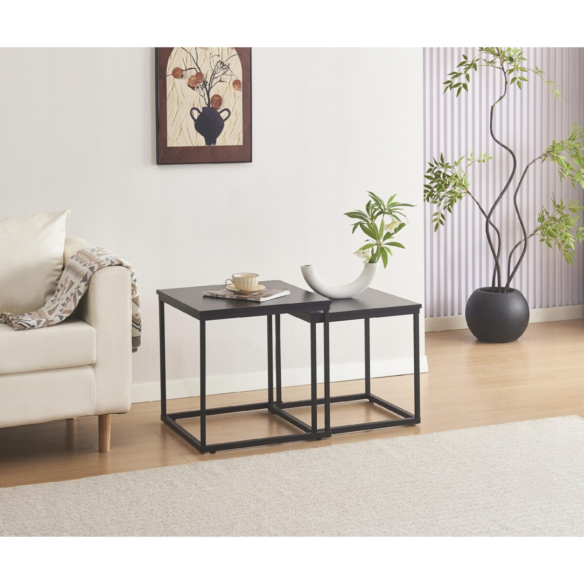 DUPLEX ZESTAW STOLIKÓW KAWOWYCH 2 szt. 50/45 cm CZARNY