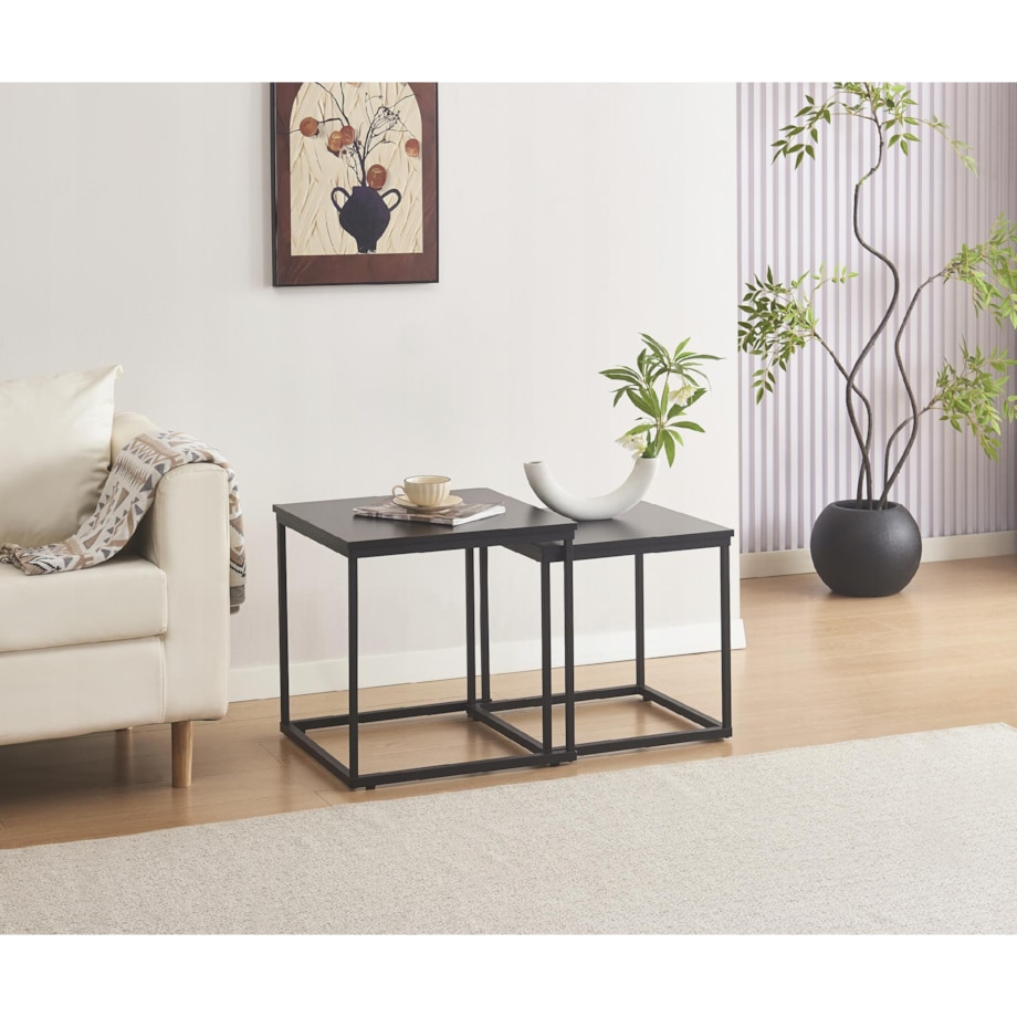DUPLEX ZESTAW STOLIKÓW KAWOWYCH 2 szt. 50/45 cm CZARNY