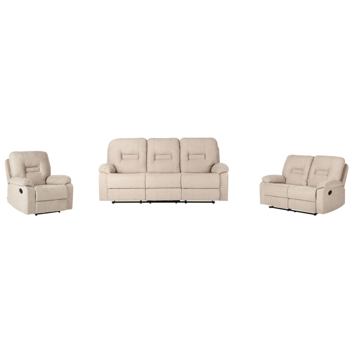 Komplet wypoczynkowy z manualną funkcją relaksu BERGEN Beżowy dla 6 osób