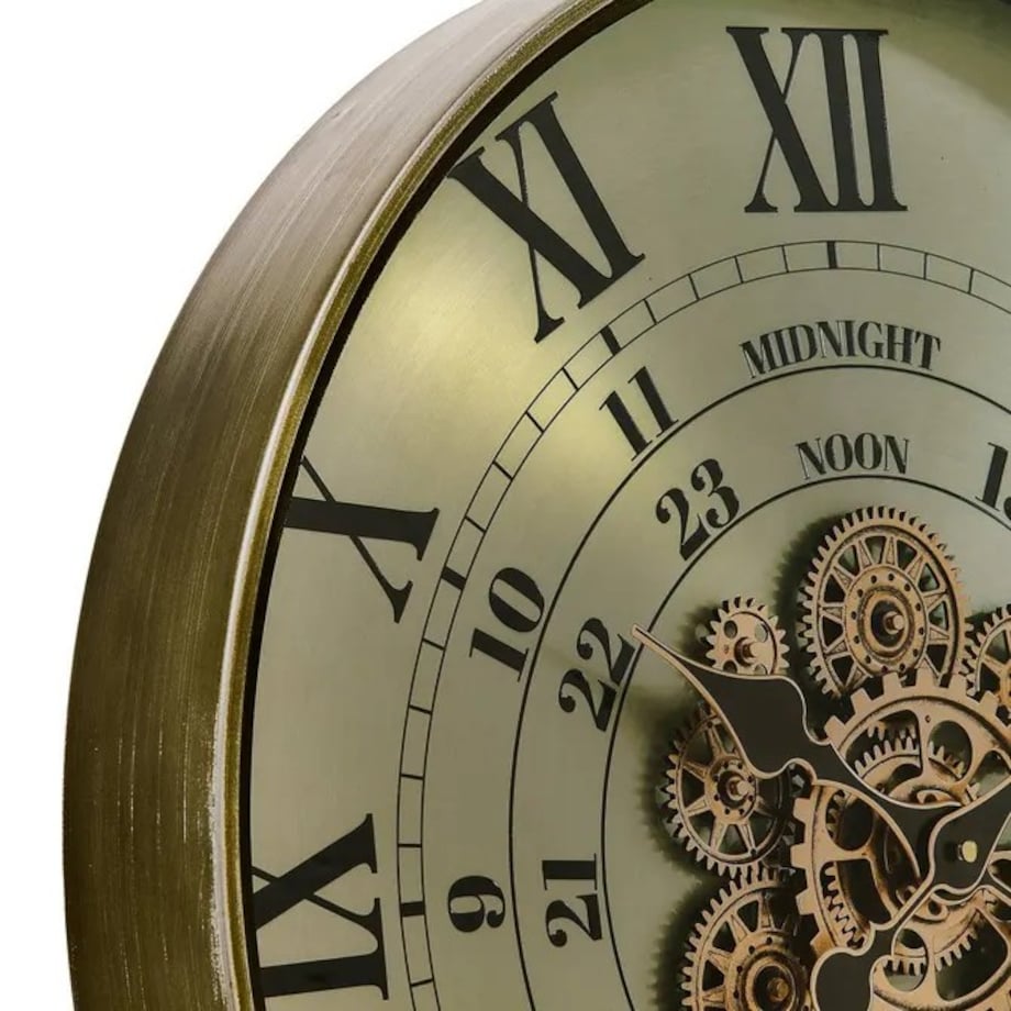 Zegar ścienny, metalowy, zielono-złoty, Michel, 60 cm