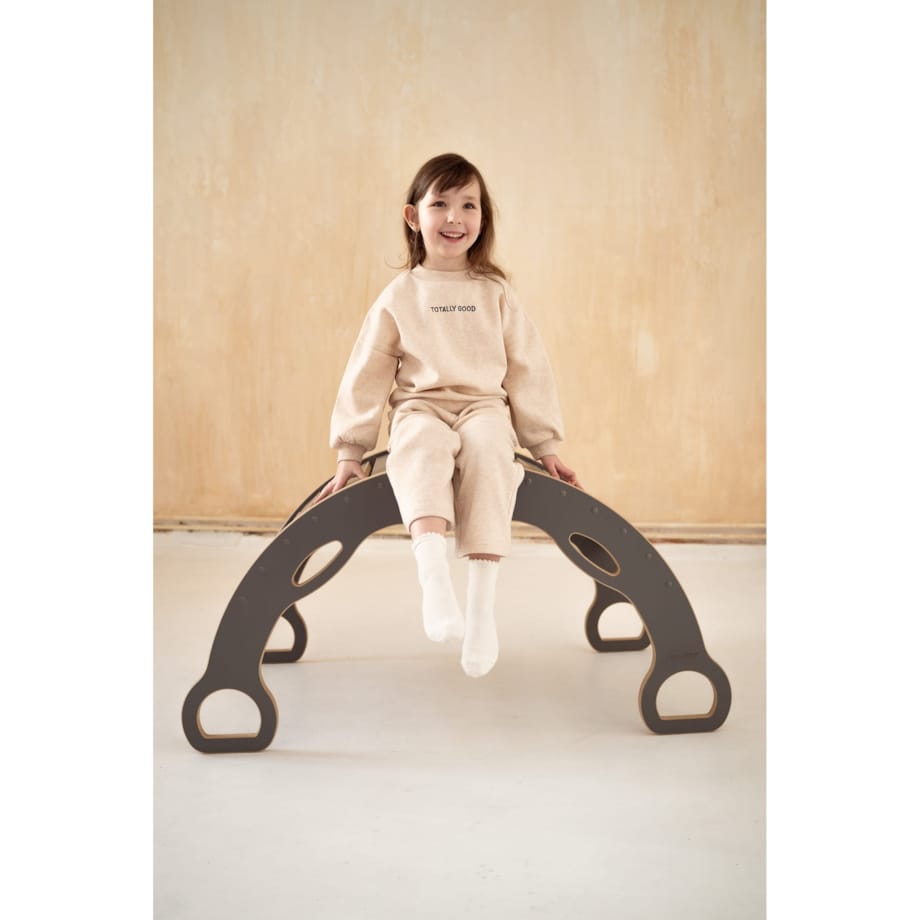 DUŻY bujak montessori z uchwytami - szary