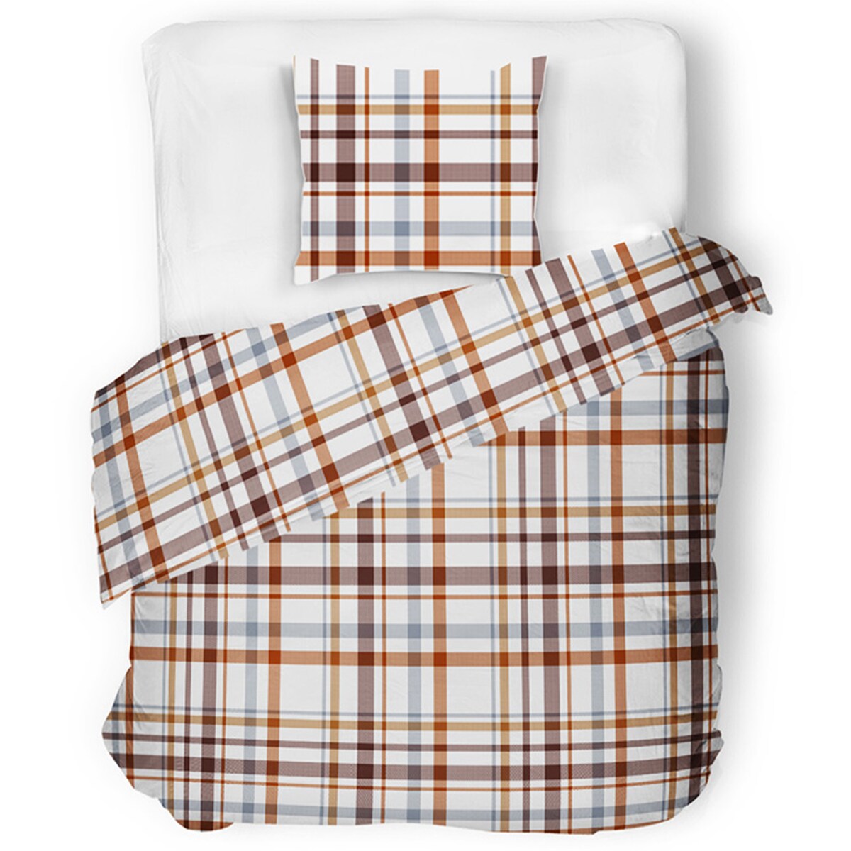 KOBES komplet bawełnianej pościeli, w kratę, 140x200