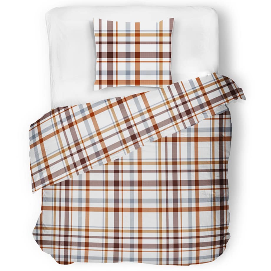 KOBES komplet bawełnianej pościeli, w kratę, 140x200