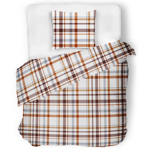 KOBES komplet bawełnianej pościeli, w kratę, 140x200
