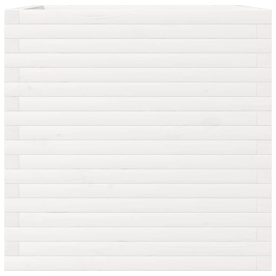 vidaXL Donica ogrodowa, biała, 70x70x68,5 cm, lite drewno sosnowe