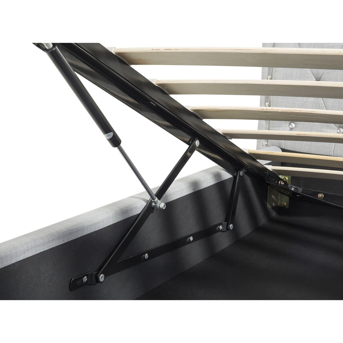 Łóżko z pojemnikiem tapicerowane 160 x 200 cm szare METZ