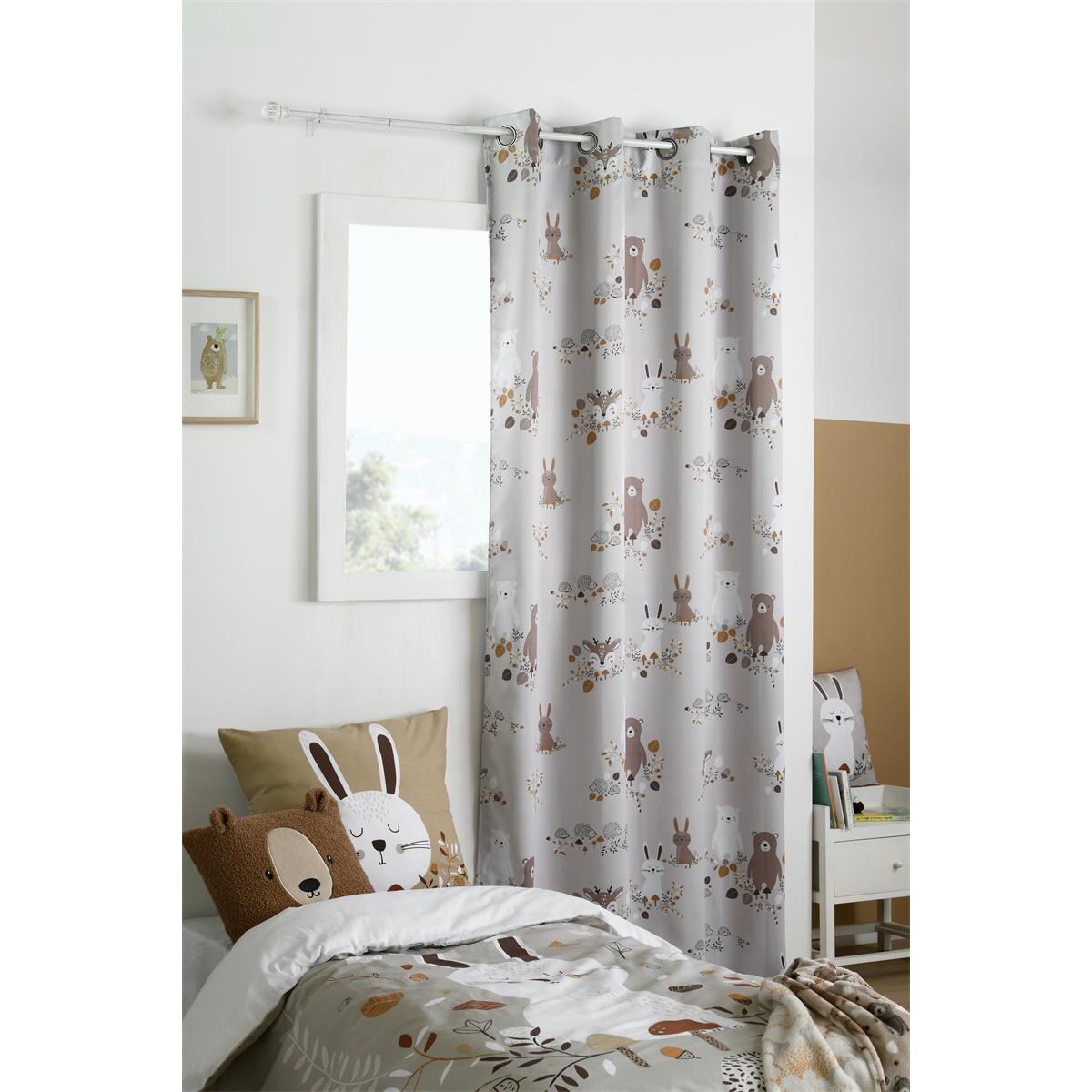 Zasłona do pokoju dziecięcego leśni przyjaciele GABIN, 135 x 260 cm