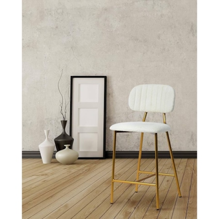 Komfortowe krzesło FABIOLA BOUCLEK H1201100125 białe złote, King Home