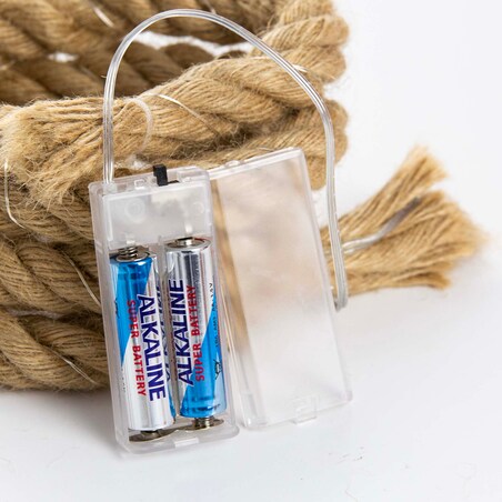 Lampki Led Sznur Parciany Jutowy 120Cm 20 Led Deko