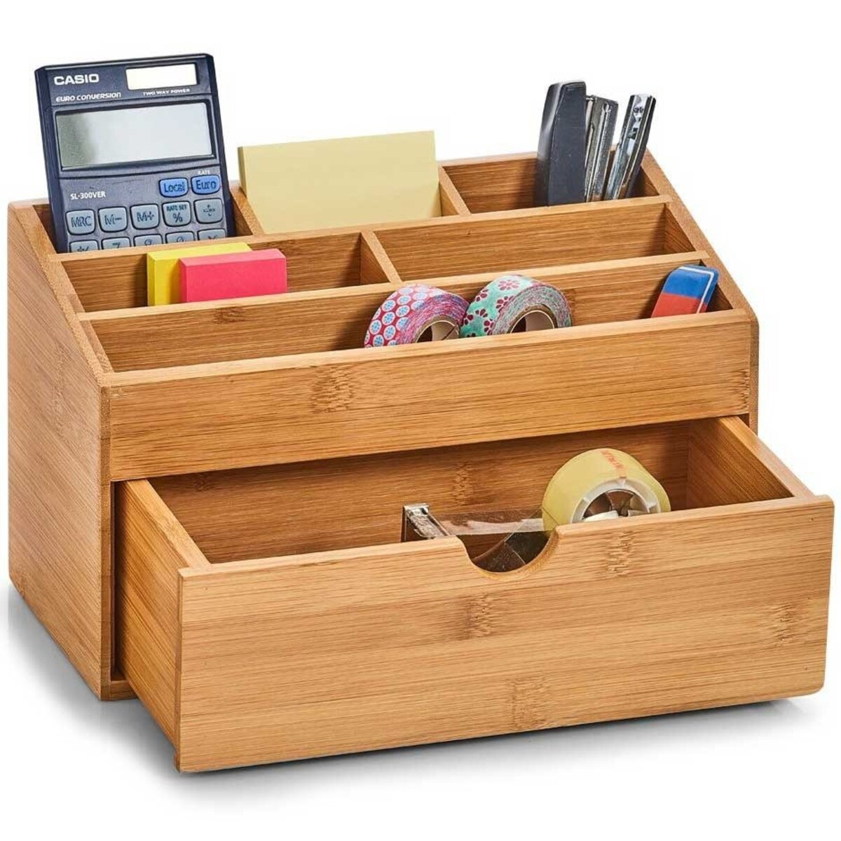 Organizer na kosmetyki, akcesoria biurowe - 7 przegródek, bambusowy, ZELLER