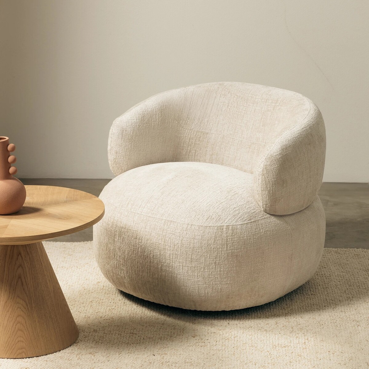 Fotel obrotowy 75x82x85 cm BAMBEL jasnobeżowy