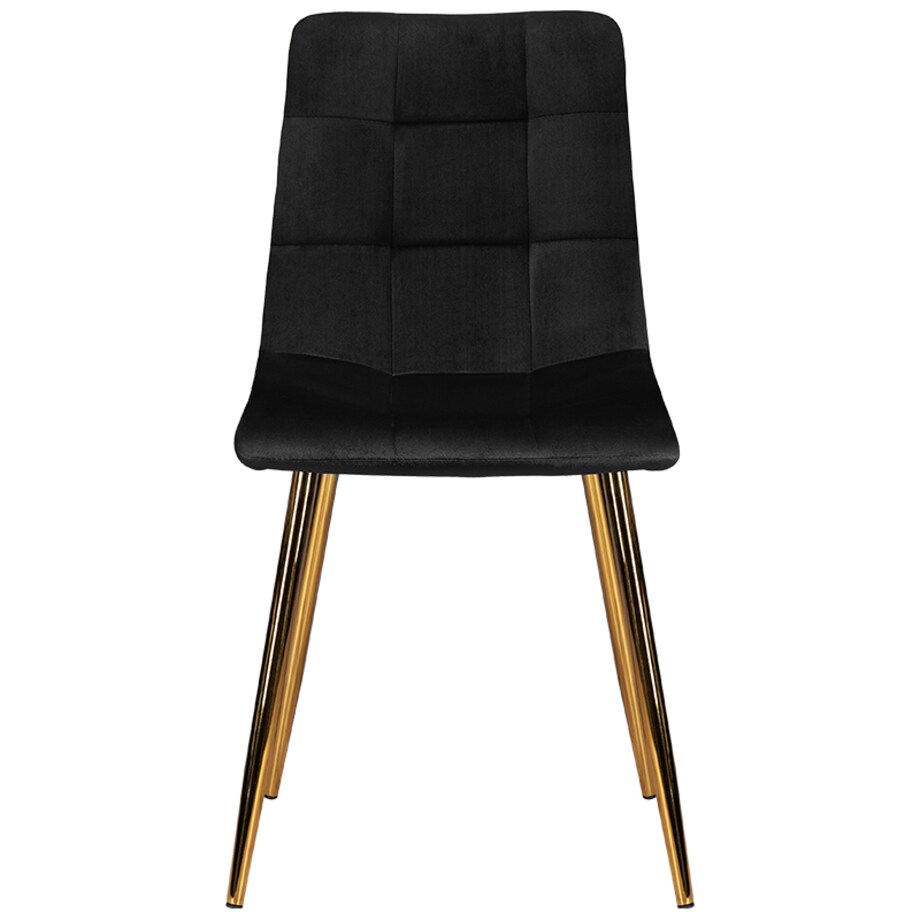 Krzesło tapicerowane czarne welurowe pikowane złote nogi glamour